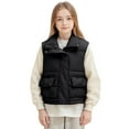 thumbnail image 1 of Krdevn Girls Down Vest Padded Sleeveless Jacket Warm Quilted Winter Coat for Kids and Teens Outerwear Layer,Fall Clothes,Size:9-10 Years, 1 of 4