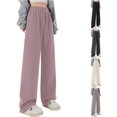 thumbnail image 1 of Krdevn Girls Drawstring Wide Leg Casual Pants Elastic High Waist Loose Flow Fit Soft Easy Care Trousers Street Sports School Daily All Season Versatile Wear,13-14 Years, 1 of 4