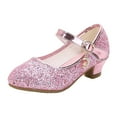 thumbnail image 1 of Krdevn Girls Dress Shoes, Sparkly Mary Janes with Low Heel, School Dance Shoes for Fall Activities,Size:4.5-5 Years, 1 of 6