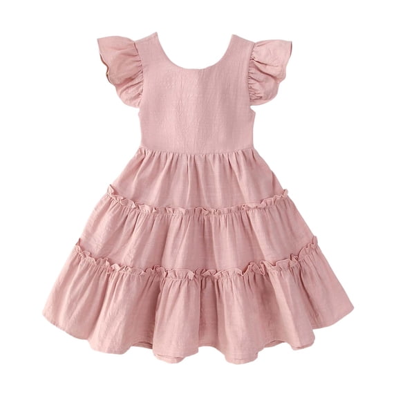 Krdevn Girls Dresses Casual A Line Toddler Dress with Elastic Waist for Outdoor Play and Daily Wear,1-2 Years