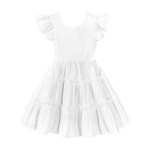 Krdevn Girls Dresses Casual A Line Toddler Dress with Elastic Waist for Outdoor Play and Daily Wear,5-6 Years