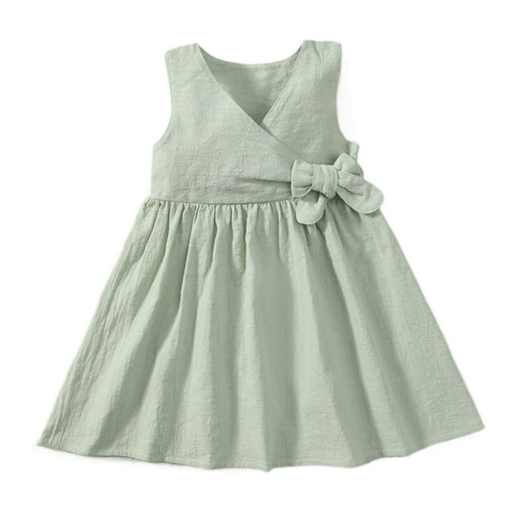 Krdevn Girls Dresses V Neck Casual Dress for Toddlers Elastic Waist Breathable Comfortable Outfit for Daily Wear,90.00