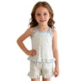thumbnail image 1 of Krdevn Girls Floral Cami Pajama Set Bow Ruffle 2 Piece Summer Loungewear Outfit,4-5 Years, 1 of 8