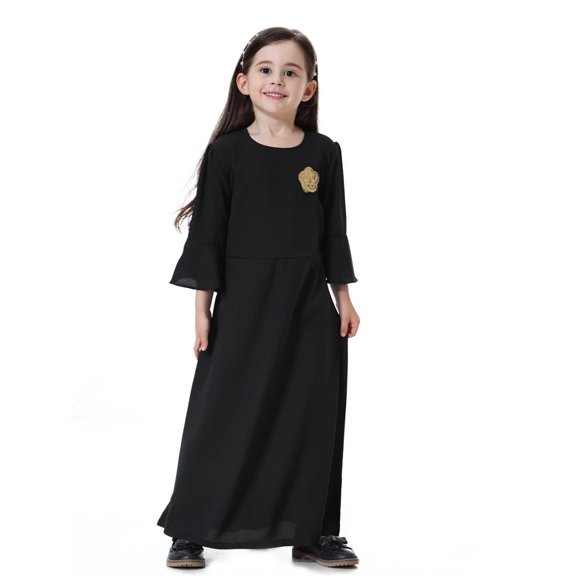 Krdevn Girls Floral Embroidered Long Dress Ethnic Bohemian Casual for Toddler Southeast Asian Style Outfit,10-11 Years