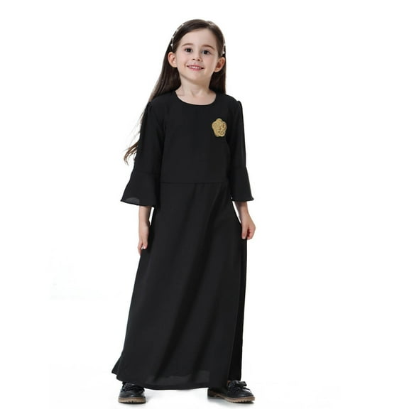 Krdevn Girls Floral Embroidered Long Dress Ethnic Bohemian Casual for Toddler Southeast Asian Style Outfit,4-5 Years