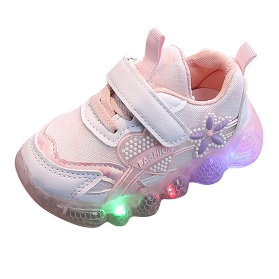 Krdevn Girls Flower LED Light-Up Shoes Glitter Party Sneakers Size:11.5