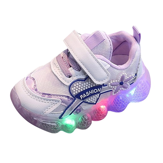 Krdevn Girls Flower LED Light-Up Shoes Glitter Party Sneakers Size:8.5