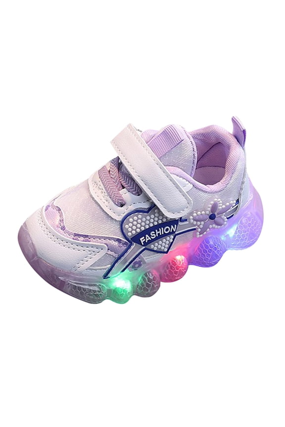 Krdevn Girls Flower LED Light-Up Shoes Glitter Party Sneakers Size:8.5