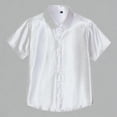 thumbnail image 1 of Krdevn Girls Flutter Collar Short Sleeve Button Down Shirt Summer School Uniform Blouse for Kids,11-12 Years, 1 of 4