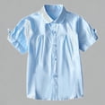 thumbnail image 1 of Krdevn Girls Flutter Collar Short Sleeve Button Down Shirt Summer School Uniform Blouse for Kids,5-6 Years, 1 of 4