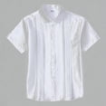 thumbnail image 1 of Krdevn Girls Flutter Collar Short Sleeve Button Down Shirt Summer School Uniform Blouse for Kids,7-8 Years, 1 of 4