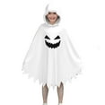 thumbnail image 1 of Krdevn Girls Glowing Ghost Cape - Halloween Clothing for Kids, Glow in The Dark Playwear, Loose Fit Party Dress Up Outfit,Color:White Size:12-14 Years, 1 of 9