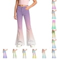 thumbnail image 1 of Krdevn Girls Gradient Stretch Bootcut Flare Jeans Mid Rise Bell Bottom Casual Fashion Denim Trousers for Kids Purple,11-12 Years, 1 of 4