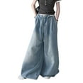 thumbnail image 1 of Krdevn Girls High Waist Wide Leg Jeans Casual Loose Fit Comfortable Trousers Korean Style Fashion Summer Outfit Trendy,Color:Blue,Size:9-10 Years, 1 of 7