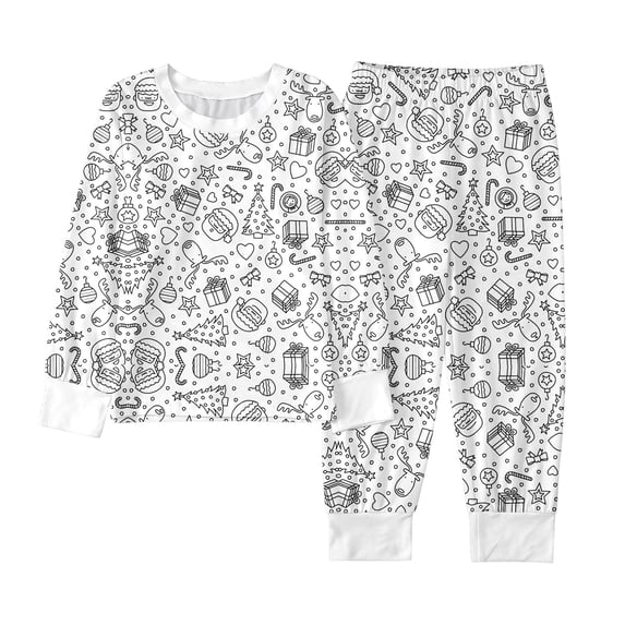Krdevn Girls Holiday Long Sleeve Crew Neck 2‑Piece Pajama Set, Snug Fit ...