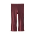 thumbnail image 1 of Krdevn Girls Ice Silk Pants Summer Thin Stretchy Versatile Western Style Casual Bottoms Solid Color Leggings,Color:Brick Red,Size:3-4 Years, 1 of 2