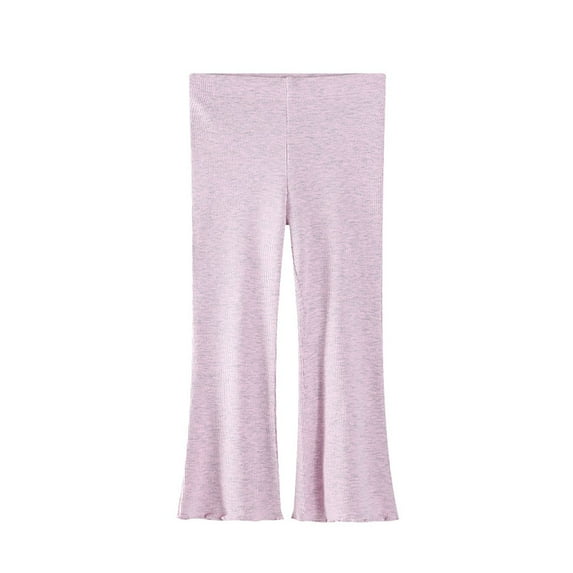 Krdevn Girls Ice Silk Pants Summer Thin Stretchy Versatile Western Style Casual Bottoms Solid Color Leggings,Color:Light Purple,Size:2-3 Years