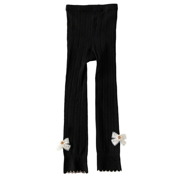 Krdevn Girls Leggings 2Pcs Toddler Girls Tights Pants with Lace Bow Decoration,12-18 Months