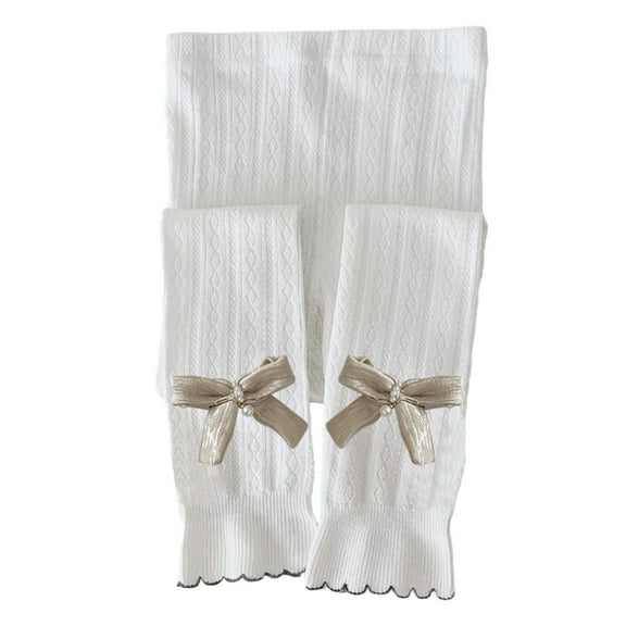 Krdevn Girls Leggings 2Pcs Toddler Girls Tights Pants with Lace Bow Decoration,12-18 Months