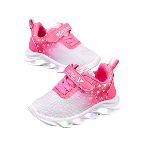 Krdevn Girls Light Up Running Shoes Gradient Mesh Sneakers Size:12-18 Months