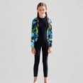 thumbnail image 1 of Krdevn Girls' Long Sleeve One Piece Swimsuit Tropical Leaf Print Full Coverage Rash Guard For Surfing Diving,8-9 Years, 1 of 5