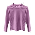 thumbnail image 1 of Krdevn Girls Long Sleeve Tops Cute Semi High Neck Blouse Stylish Basic Tee Comfortable Casual Shirt for Toddler Soft Breathable Fabric,3-4 Years, 1 of 3