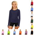 thumbnail image 1 of Krdevn Girls Long Sleeve UPF 50+ Sun Protection Athletic Shirt Finger Holes Sports Tee,7-8 Years, 1 of 4