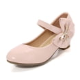 thumbnail image 1 of Krdevn Girls' Low Heel Mary Jane Dress Shoes, Patent Leather with Rhinestone Bow, Comfortable Party & Performance Shoes for Kids,12, 1 of 9