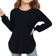 thumbnail image 1 of Krdevn Girls Milk Silk Long Sleeve Top Breathable Soft Blouse Versatile Solid Color Tee for Toddler Slim Fit Shirt,13-14 Years, 1 of 3