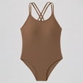 thumbnail image 1 of Krdevn Girls One Piece Swimsuit Solid Color Double Criss Cross Back Straps High Cut Athletic Swimwear for Beach Pool,11-12 Years, 1 of 7