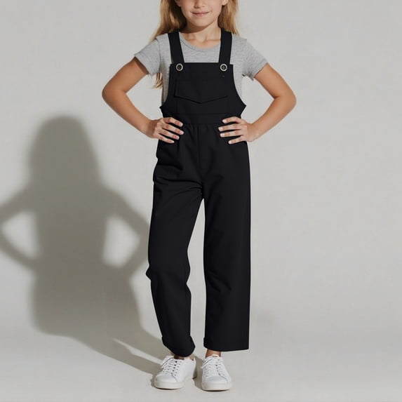 Krdevn Girls Overalls Sleeveless Adjustable Jumpsuits Kids Casual Loose Romper Cute Long Pants,9-10 Years
