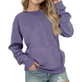 thumbnail image 1 of Krdevn Girls' Oversized Hoodie - Cute Drop Shoulder Pullover with Pocket | Soft Casual Long Sleeve Sweatshirt for Teens | Cozy Loungewear,Color:Purple,Size:11-12 Years, 1 of 5