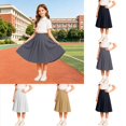 thumbnail image 1 of Krdevn Girls' Pleated Midi Skirt, Kids' High Waist Solid Color School Uniform Skirt,Grey, 1 of 8