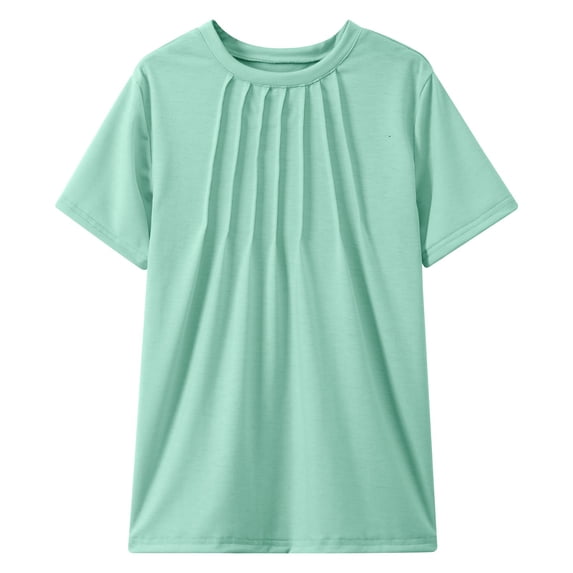 Krdevn Girls Pleated T Shirts Short Sleeve Tops Tees,9-10 Years