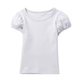 thumbnail image 1 of Krdevn Girls' Puff Sleeve T-Shirt, Soft Stretchable Casual Tee, Cute Short Sleeve Top for Toddlers & Kids,8-9 Years, 1 of 3