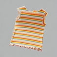 thumbnail image 1 of Krdevn Girls Rainbow Striped Ribbed Tank Tops Ruffle Hem Sleeveless Cotton Casual Summer Shirts,3-4 Years, 1 of 9