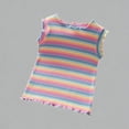 thumbnail image 1 of Krdevn Girls Rainbow Striped Ribbed Tank Tops Ruffle Hem Sleeveless Cotton Casual Summer Shirts,4-5 Years, 1 of 8