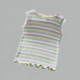 thumbnail image 1 of Krdevn Girls Rainbow Striped Ribbed Tank Tops Ruffle Hem Sleeveless Cotton Casual Summer Shirts,4-5 Years, 1 of 8