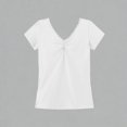 thumbnail image 1 of Krdevn Girls Ruched V-Neck Dance Top Short Sleeve Stretchy Athletic Tee for Kids Ballet Performance,11-12 Years, 1 of 3