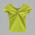 thumbnail image 1 of Krdevn Girls Ruched V-Neck Dance Top Short Sleeve Stretchy Athletic Tee for Kids Ballet Performance,11-12 Years, 1 of 4