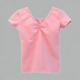 thumbnail image 1 of Krdevn Girls Ruched V-Neck Dance Top Short Sleeve Stretchy Athletic Tee for Kids Ballet Performance,8-9 Years, 1 of 4
