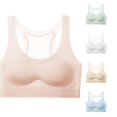 thumbnail image 1 of Krdevn Girls Seamless Sports Training Bra, Fixed‑Cup Wireless Bralette, Breathable Shockproof Undergarment for Junior Students,Light Pink, 1 of 3