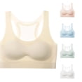 thumbnail image 1 of Krdevn Girls Seamless Sports Training Bra, Fixed‑Cup Wireless Bralette, Breathable Shockproof Undergarment for Junior Students,Light Yellow, 1 of 3