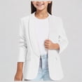 thumbnail image 1 of Krdevn Girls' Shawl Collar Blazer Open Front Formal Suit Jacket with Pockets,9-10 Years, 1 of 9