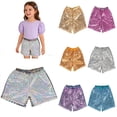 thumbnail image 1 of Krdevn Girls' Shiny Sequin Shorts, Elastic Waist Casual & Party Shorts for Kids,White, 1 of 4