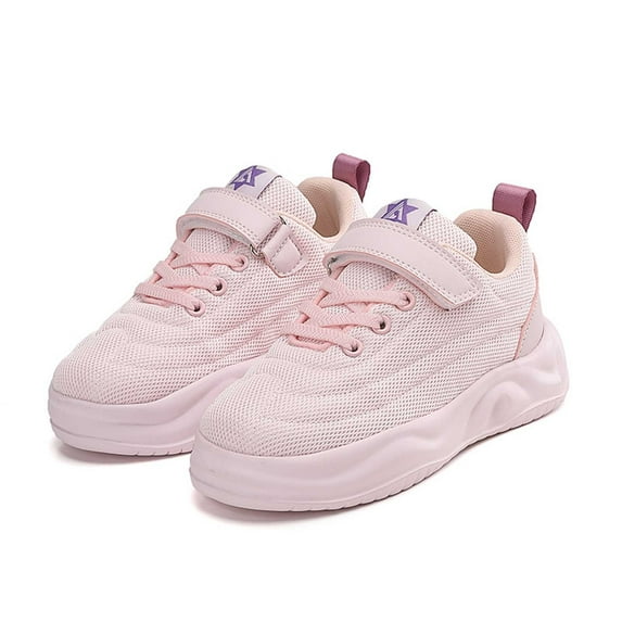 Krdevn Girls Boys Solid Color Sneakers - Mesh Upper Hook-and-Loop Strap Lightweight Breathable Comfortable Footwear for School Everyday Casual,9-9.5 Years