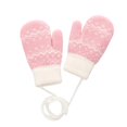 thumbnail image 1 of Krdevn Girls Snowflake Knit Mittens Anti Lost String Toddler Winter Thermal Mittens Size:2-6 Years, 1 of 3