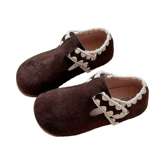 Krdevn Girls Soft Sole Shoes, Korean Style Leather Moccasins, Comfortable Autumn Princess Footwear for Toddlers,Size:3.5-4 Years