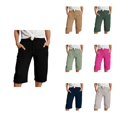 thumbnail image 1 of Krdevn Girls Solid Color Capri Pants, High Waist Drawstring Casual Trousers with Pockets,Black, 1 of 5
