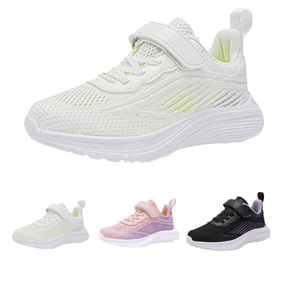 Krdevn Girls Solid Color Knit Sneakers - Lightweight Breathable Tennis Walking Shoes, Comfortable Casual Athletic Design for Running Play,Size:5